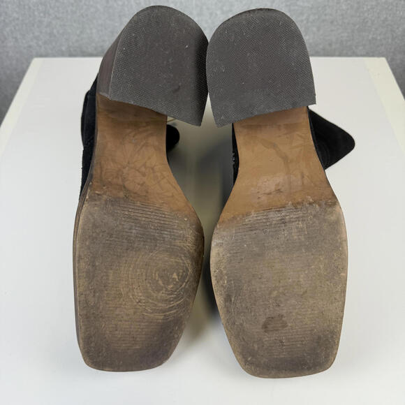 ASOS Design Black Region Suede Mid-Heel Platform Boots Women's Size 8 - Picture 8 of 12